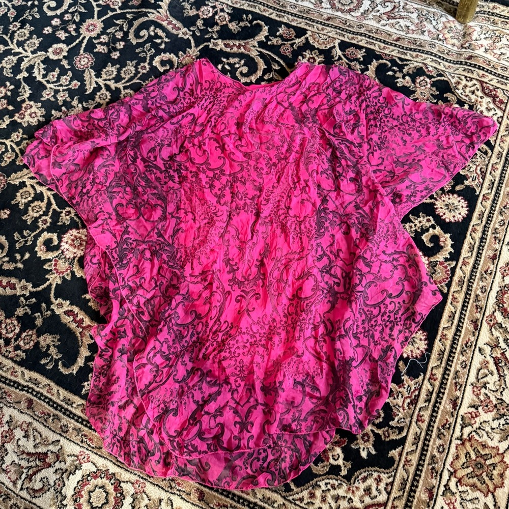 Viscose baroque fuschia poncho dress